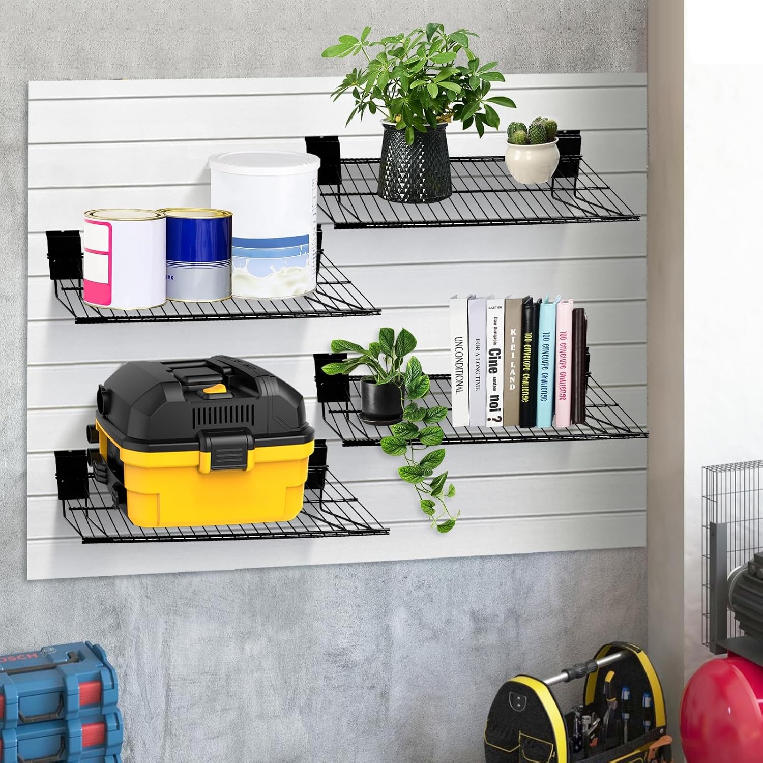 Heavy Duty Slatwall Wire Shelf 24″ Garage Storage Slatwall 2 Pack