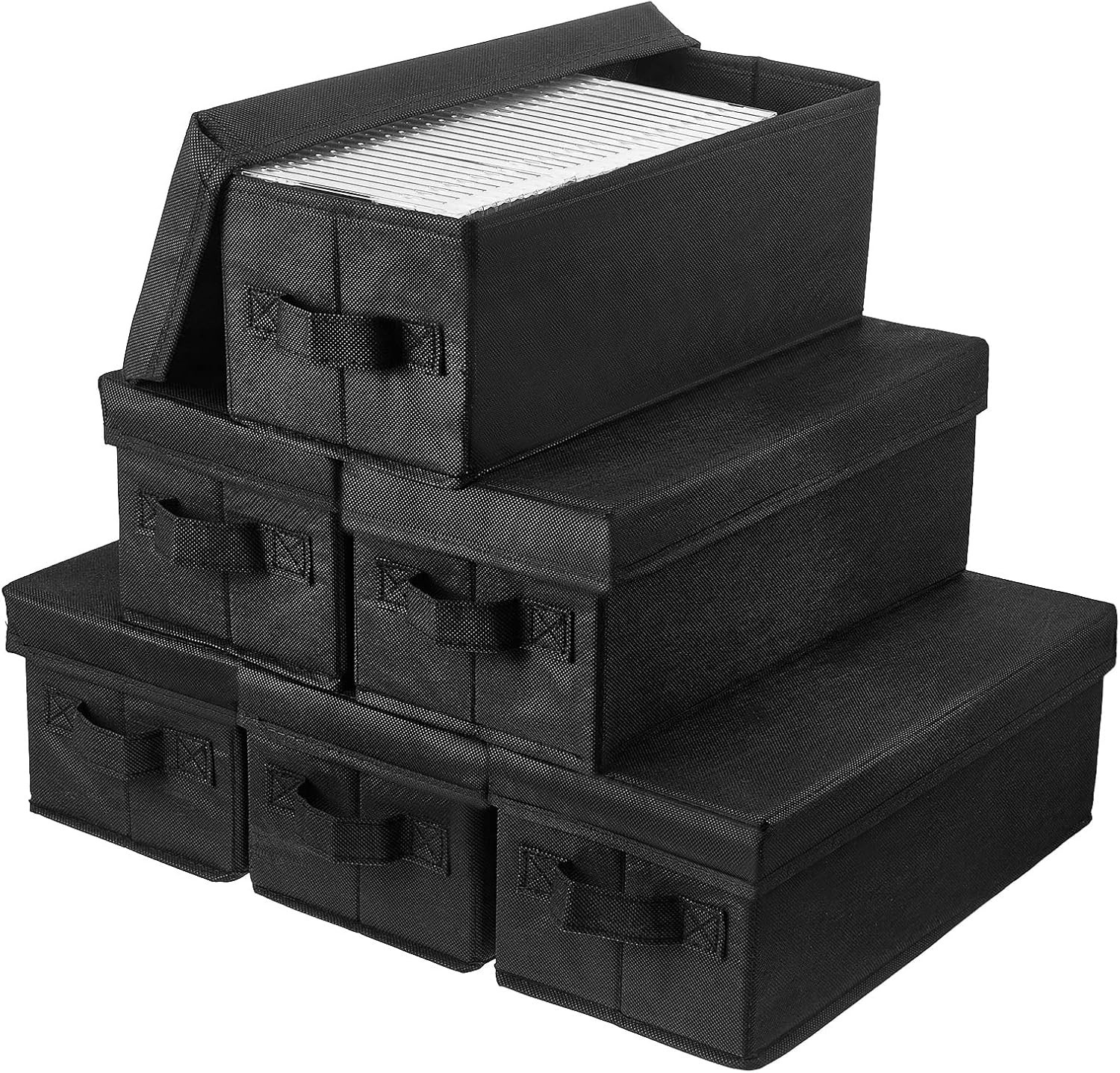 Moukeren 6 Pcs DVD Storage Box 165 Capacity with Lids and Handles14.2 x 5.5 x…