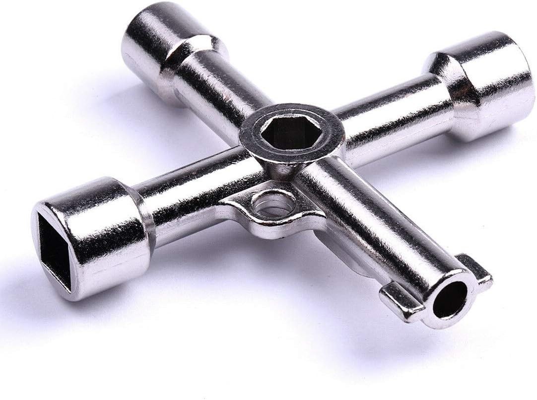 Electrical Cabinet Key, 4 Way 4 IN 1 Utilities 4 in 1 key, Silver