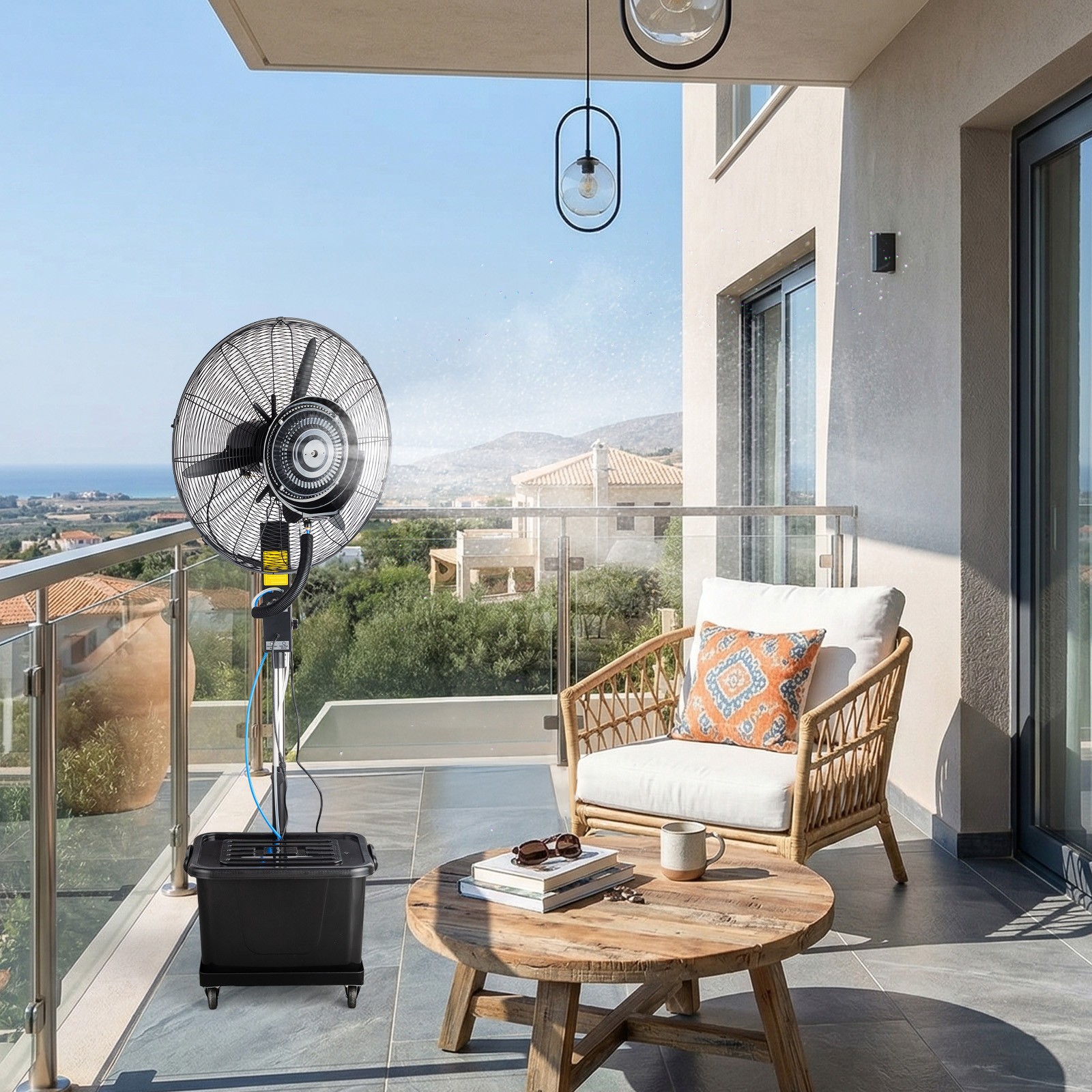 30″ Large Misting Fan With 60 Degree Oscillation 11 Gallon Water Tank Industrial