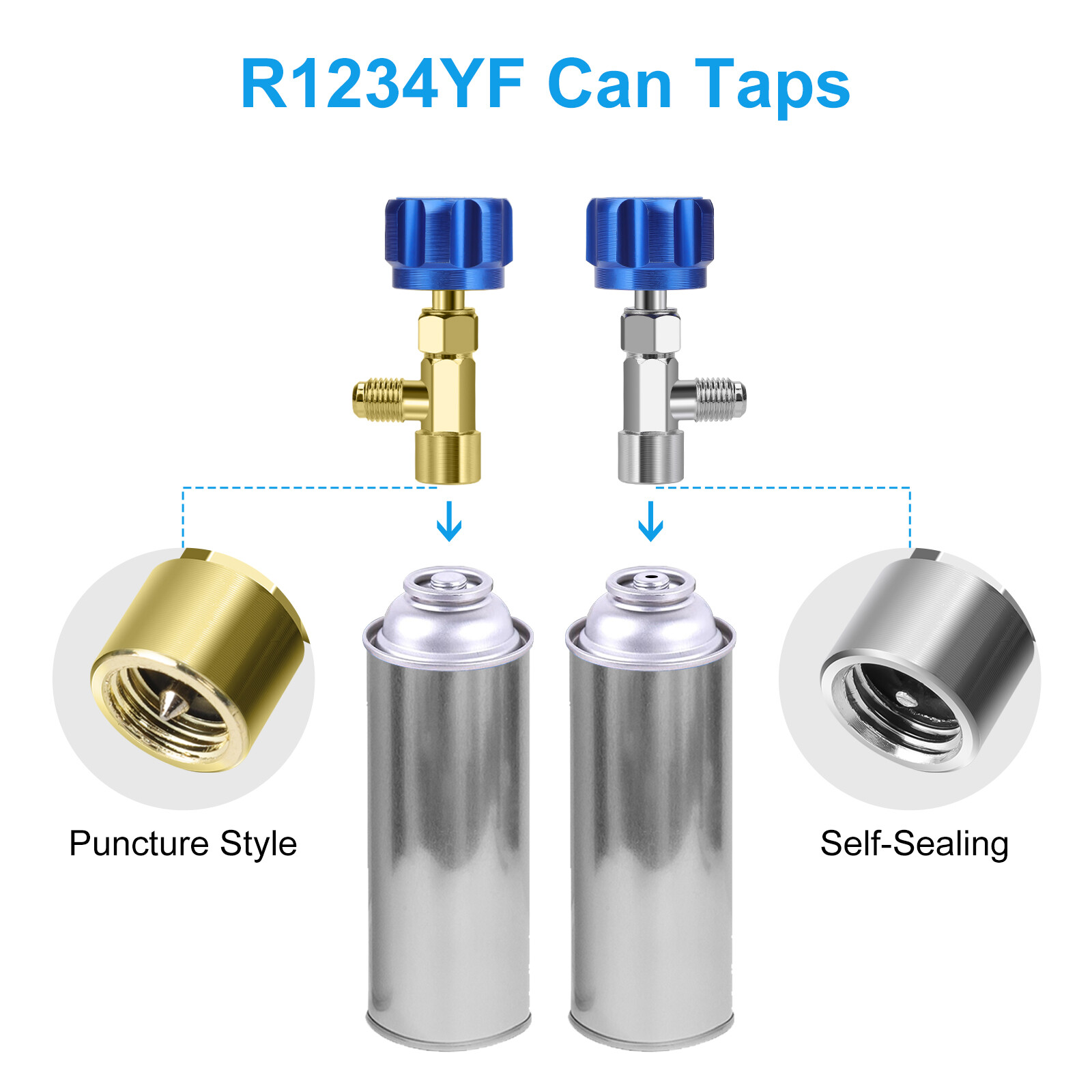 R1234YF Quick Coupler Self-Sealing Puncture Type Can Tap Valve Core Remover Set