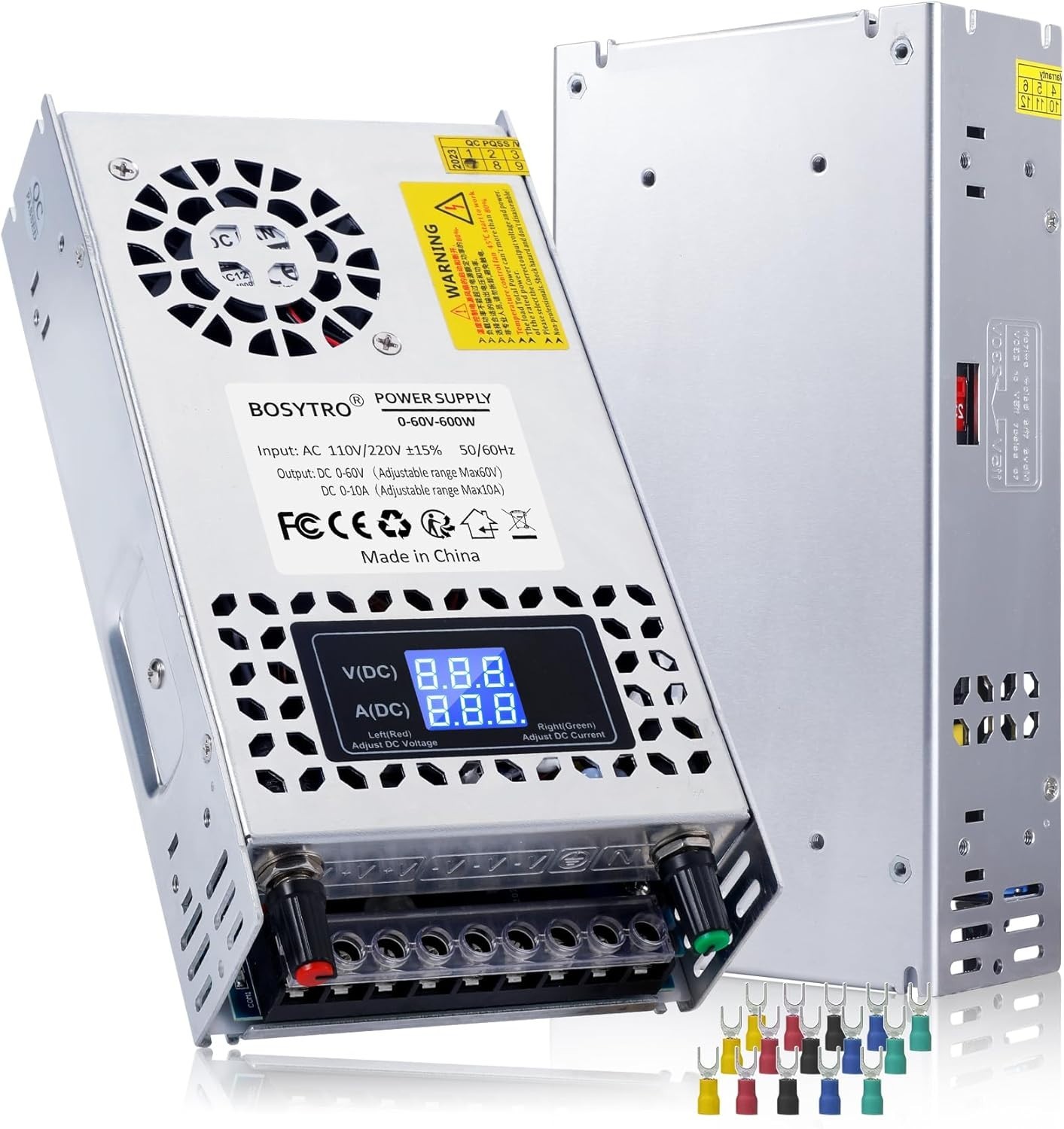 Versatile 60V 600W Power Supply with Cooling Fan and Overvoltage Protection