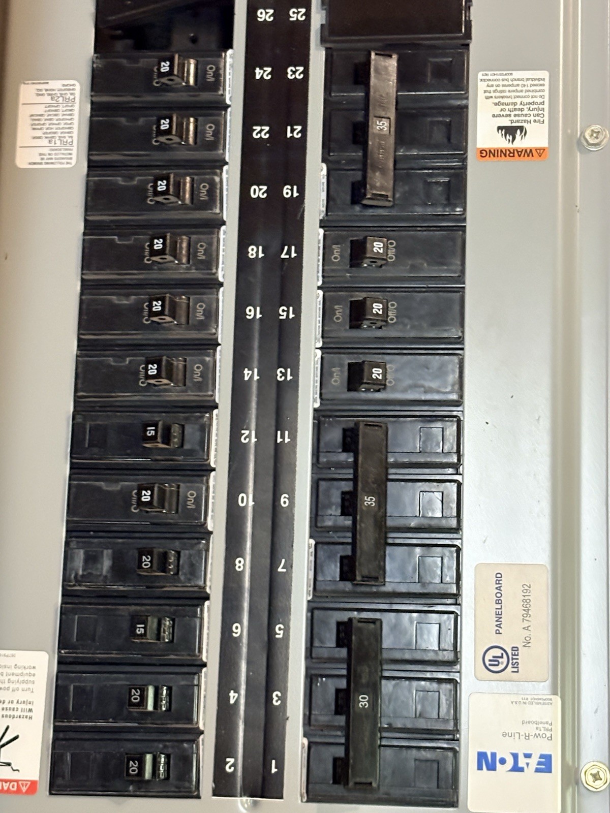 Eaton Pow-R-Line PRL1a Panelboard 225A 3-Phase 201-250V UL Listed