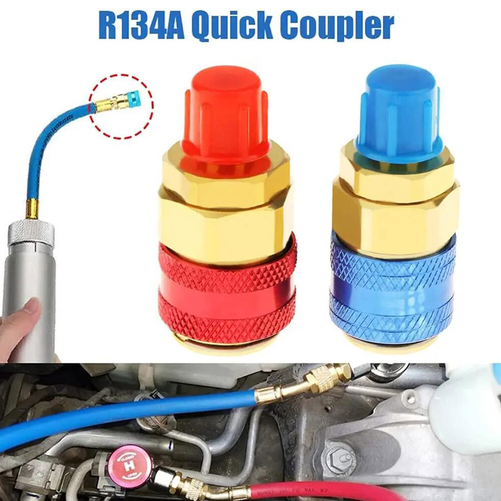 R134A A/C Quick Coupler Adapter Car High & Low Side HVAC SAE Male Flare Fitting