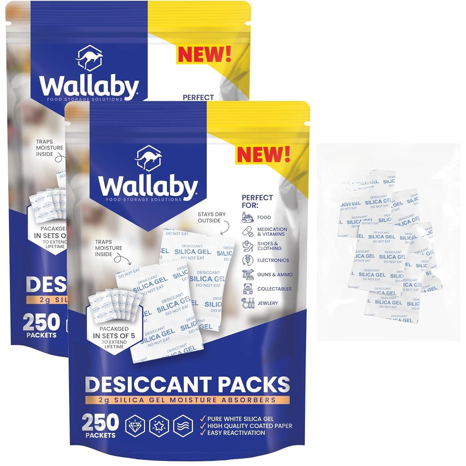 2g Silica Gel Desiccant Packs 500 Count Food Safe Moisture Absorber | White