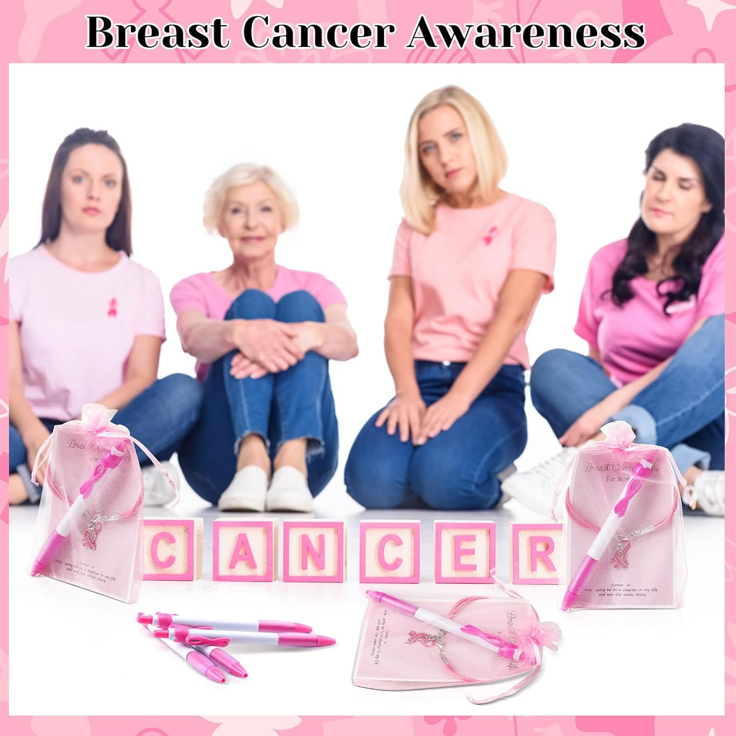 72 Pcs Breast Cancer Gifts Bulk Breast Cancer Awareness Pens Items Pink Survivor