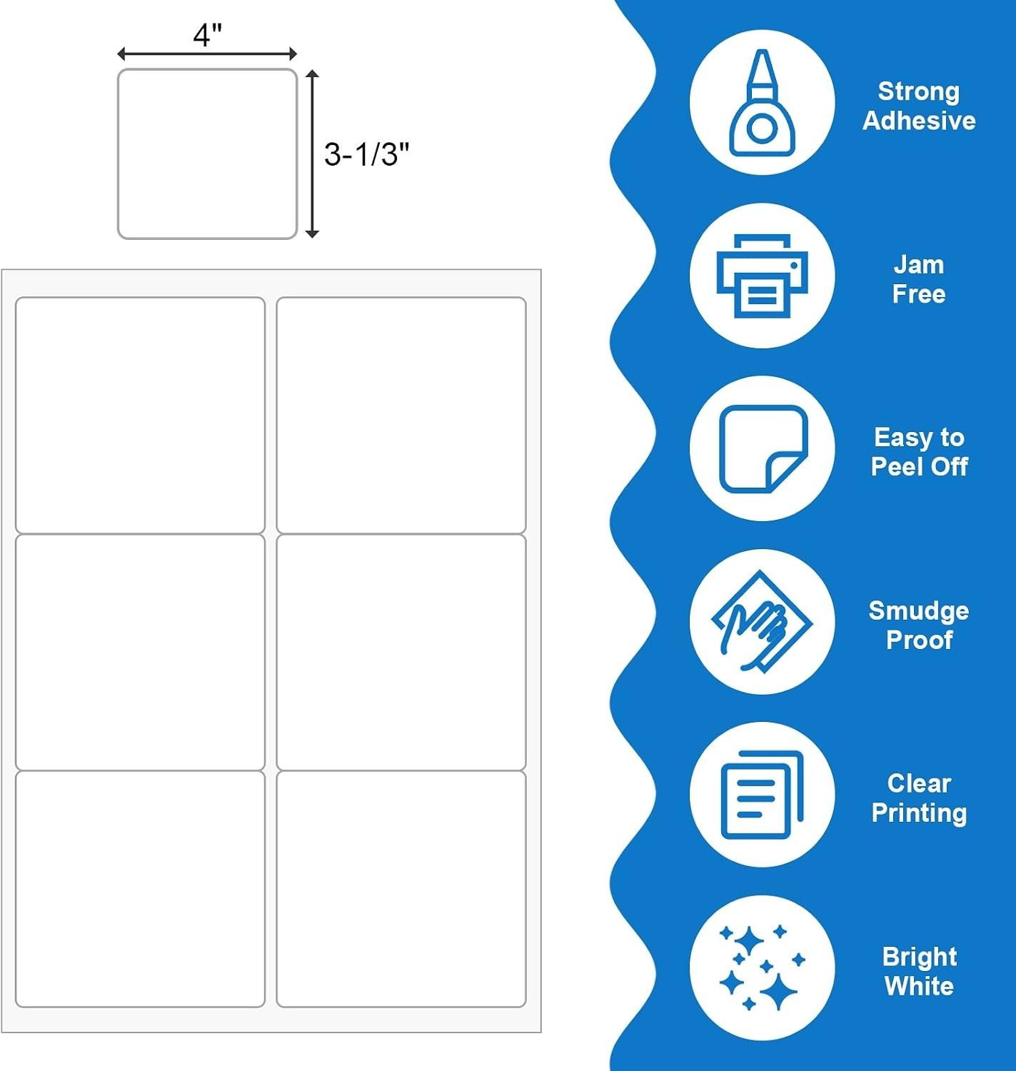 100 Sheets of Self-Adhesive Shipping Labels – 600 Count, 3-1/3″ x 4″