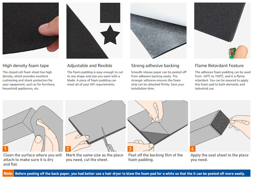 2Roll 59″x12″ Self-Adhesive Sound Insulation Acoustic Foam, Sound Proof Padding