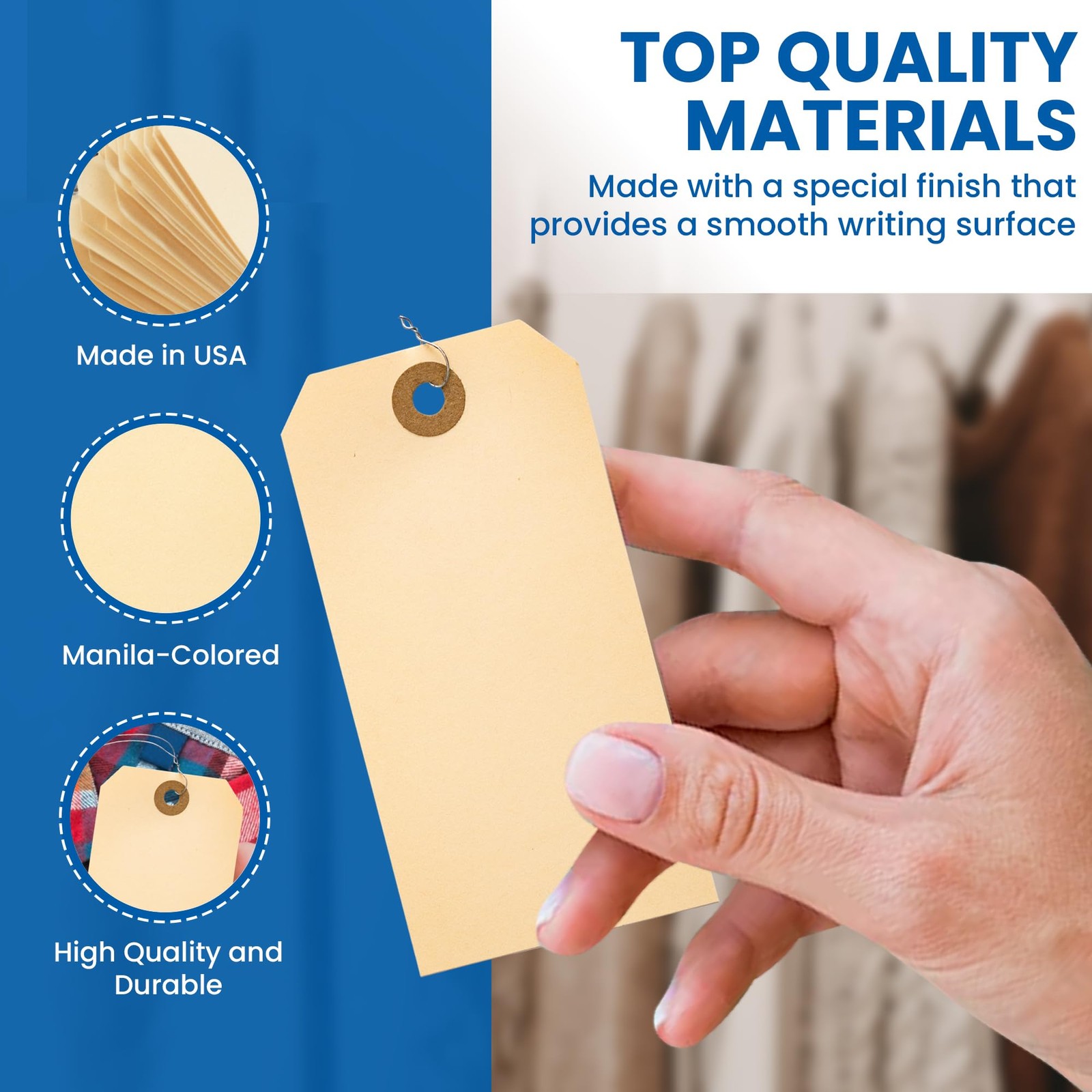 Manila Shipping Tags with Metal Wires — Large Durable Blank Paper Tags 4¾″ x …