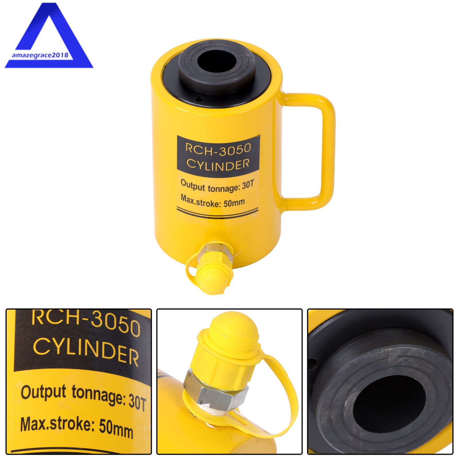 30 Ton Hollow Hydraulic Cylinder 2inch Stroke 50mm Single Acting Low Height