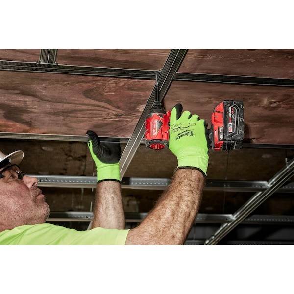 Milwaukee Tool 48-73-8932 High Visibility Cut Level 3 Polyurethane Dipped – L,