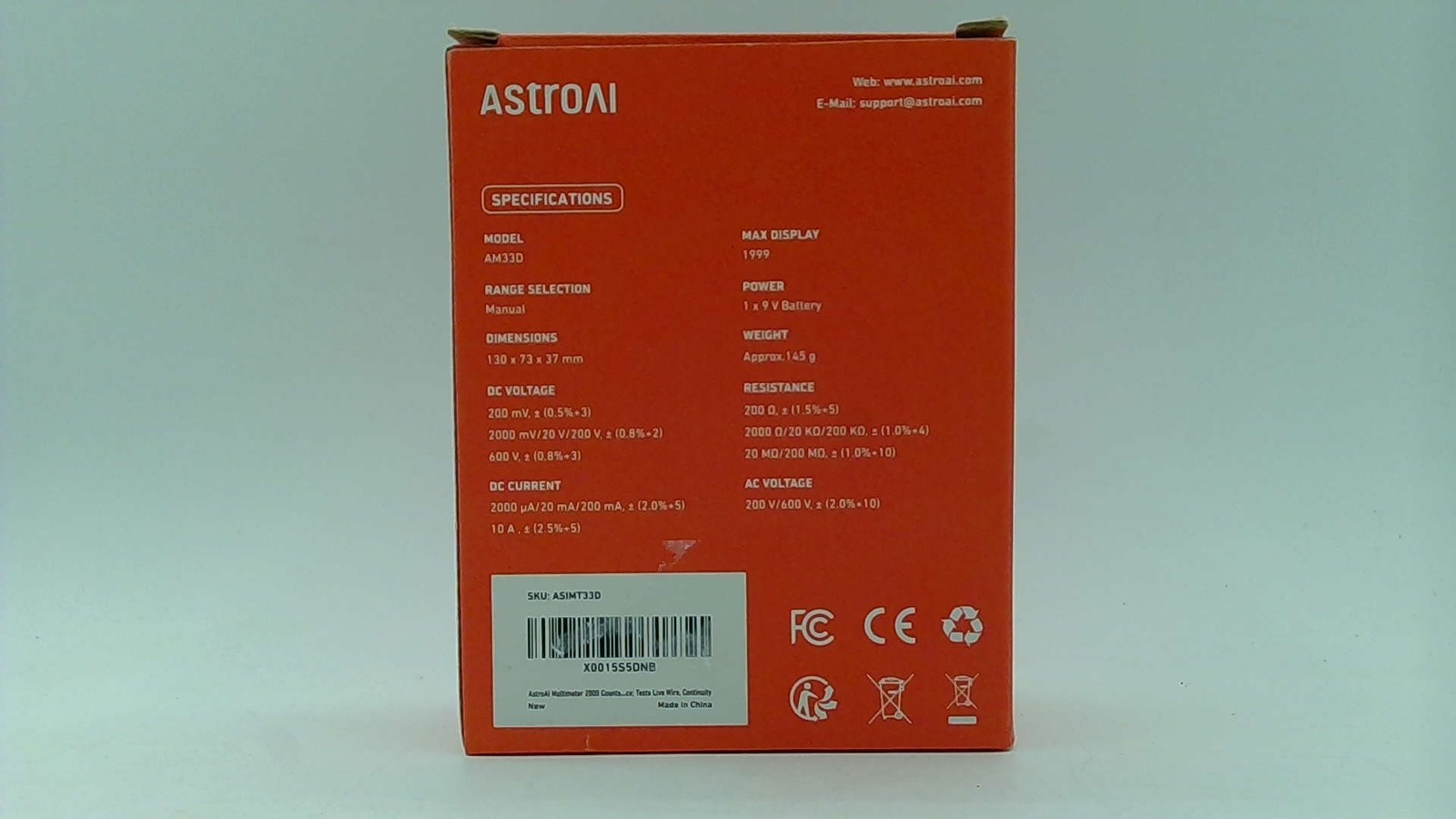 AstroAI Multimeter Tester 2000 Counts Digital With DC AC Voltmeter