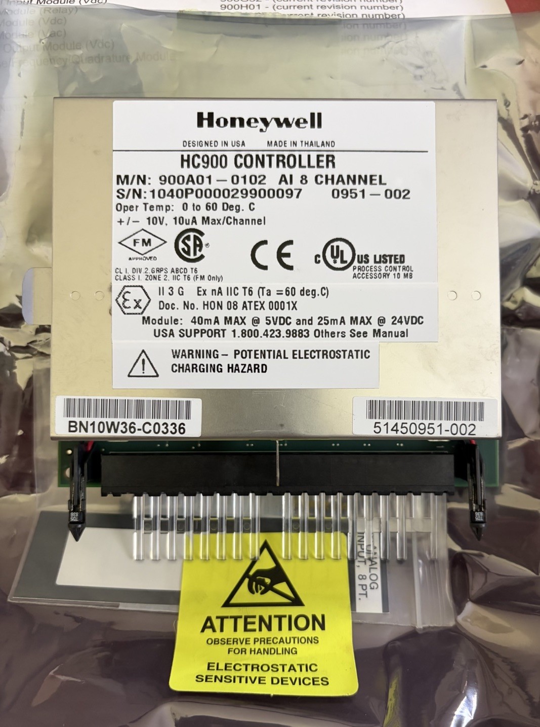 Honeywell HC900 Controller 900A01-0102 Analog INPUT Module 8 Channel