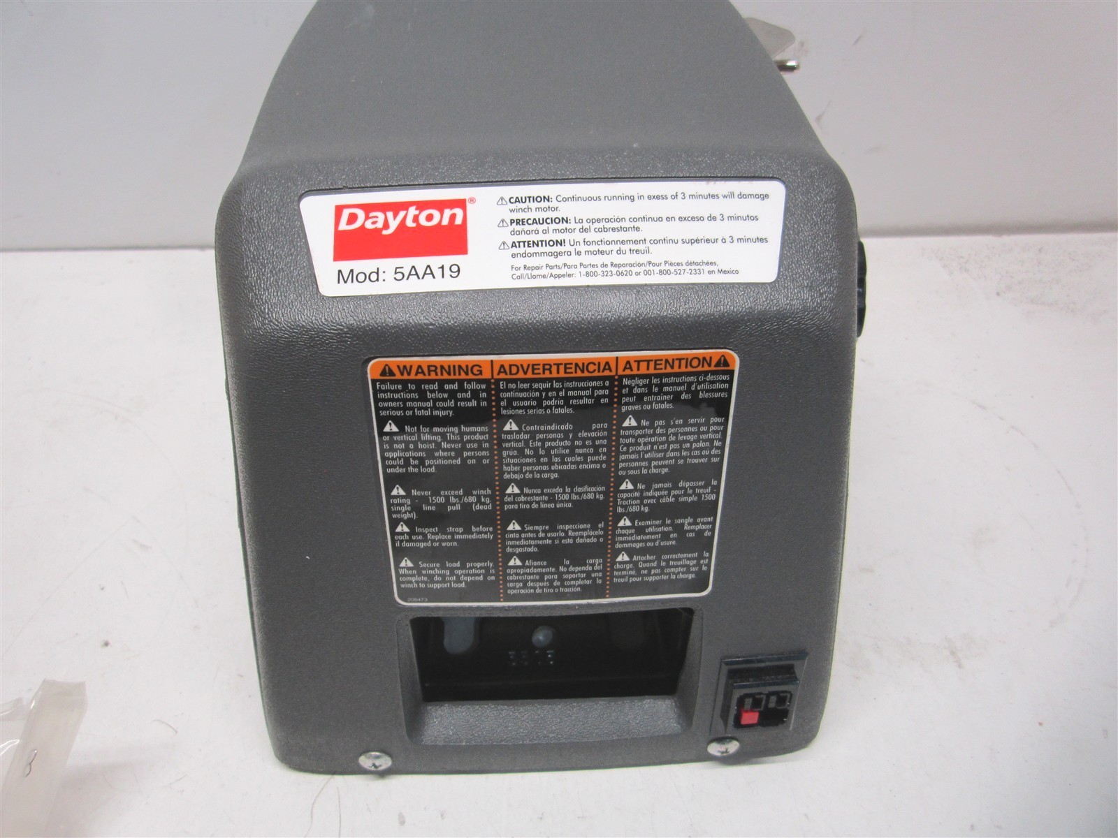 Dayton (5AA19) 12V 40A 2/5HP 1500 Pulling Capacity Electric Winch w/ 20′ Rope