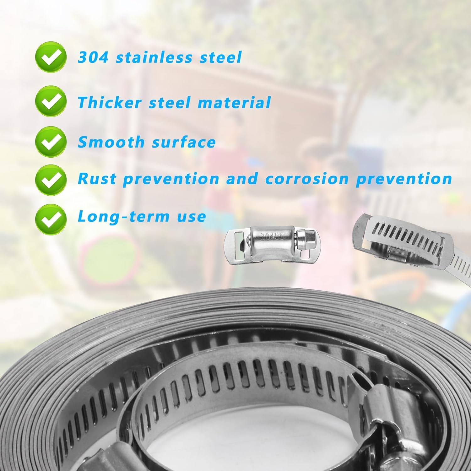 304 Stainless Steel Hose Clamp Assortment Kit DIY, Cut-To-Fit 12 FT Silver