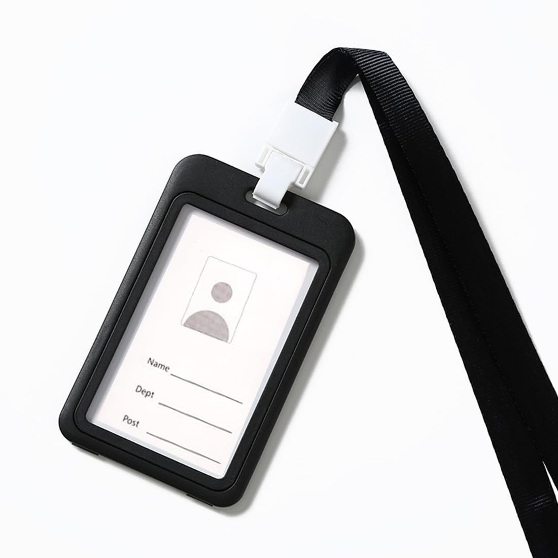 20 Pack ID Badge Holder with Double-Sided Transparent Windows, 20 Pack, Black