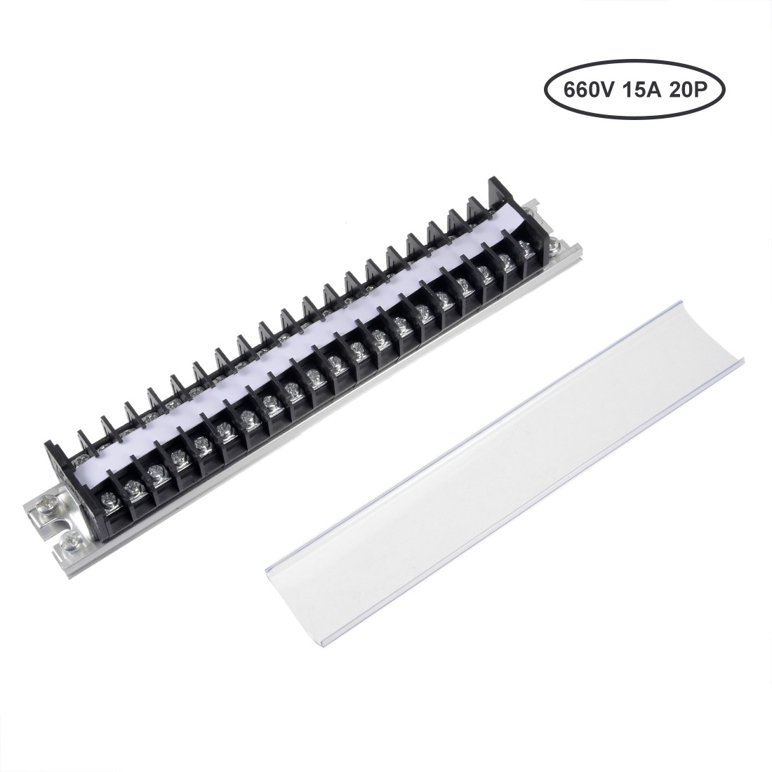 Barrier Terminal Strip Block 660V 15A Dual Rows 20P DIN Rail Base Covered