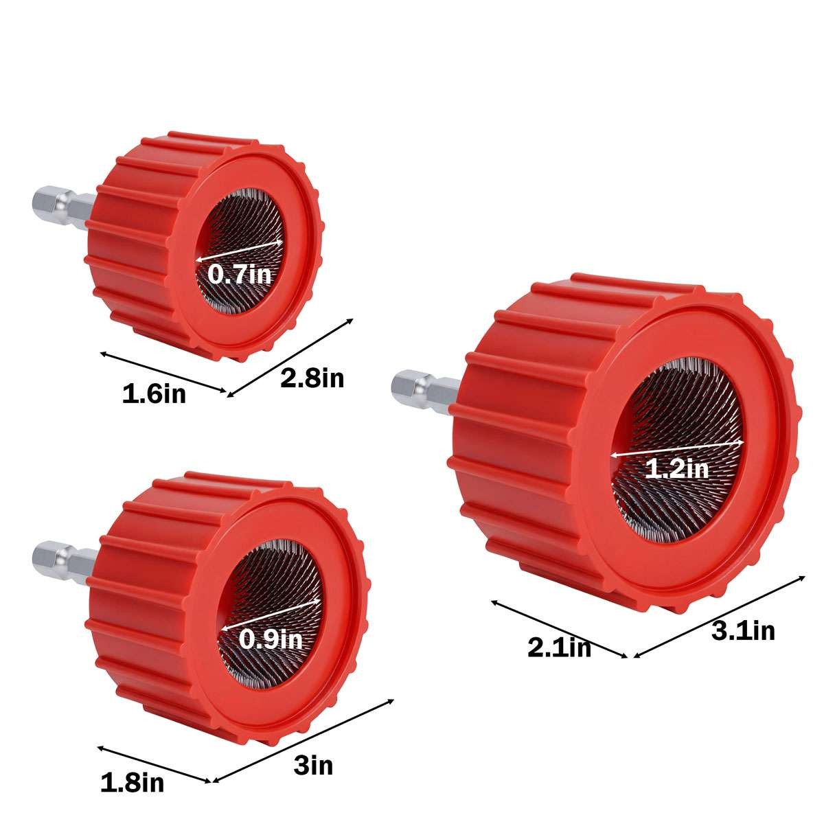 3x Copper Pipe Cleaner Drill Set 1/2″ 3/4″ 1″ Metal Plumbing Tube Brush Kit Tool