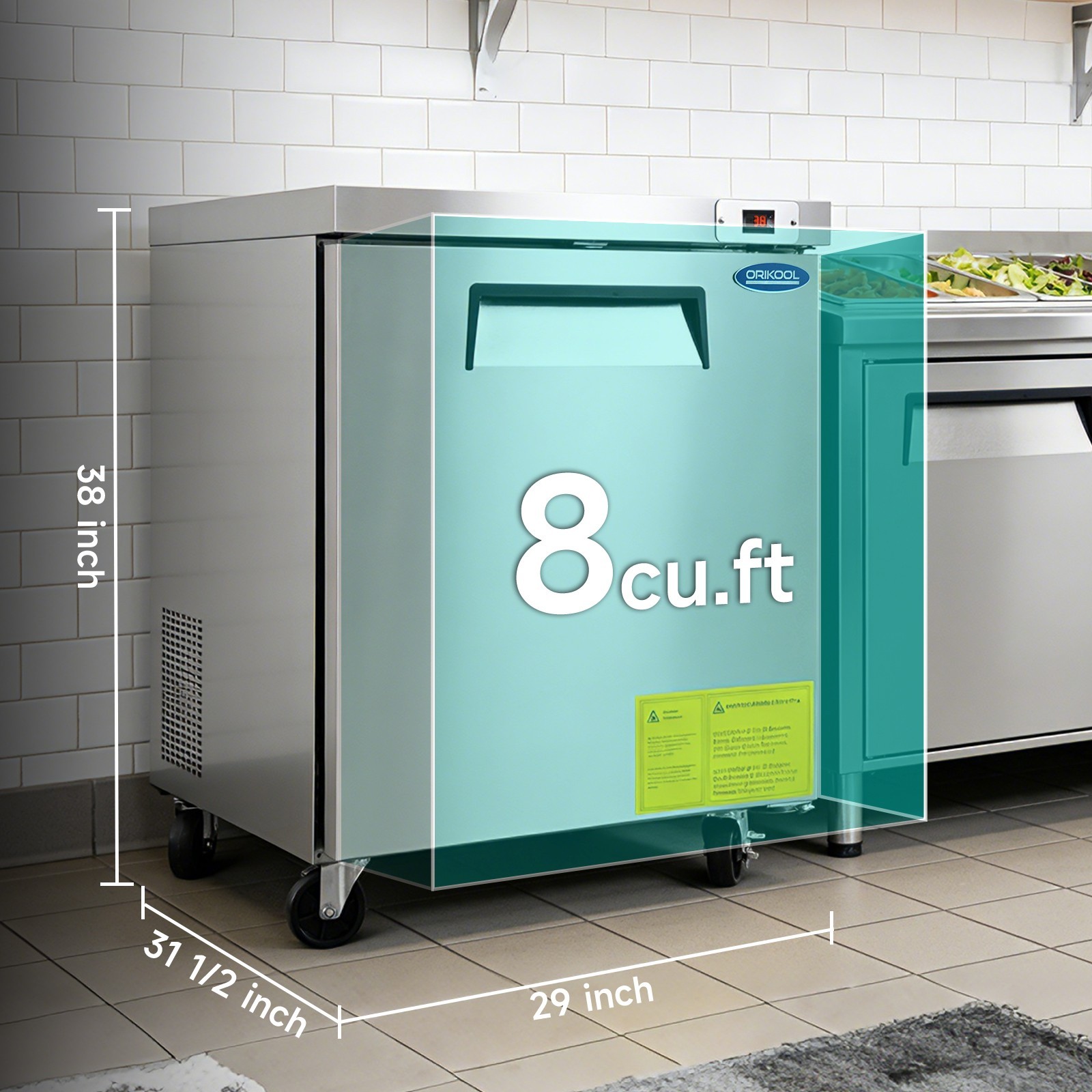 29″ W Commercial Undercounter Refrigerator, ETL Listed, Worktop Design