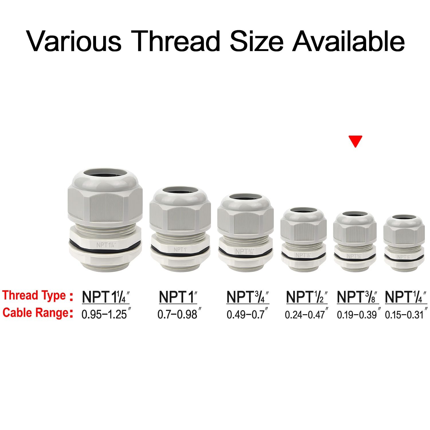 10 Pack NPT 3/8″ Waterproof Adjustable 5-10mm Cable Glands Nylon Joints
