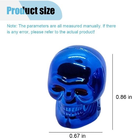 4PCS Skull Style Tire Valve Stem Caps, Antirust Copper Core, Leakp Color: Blue