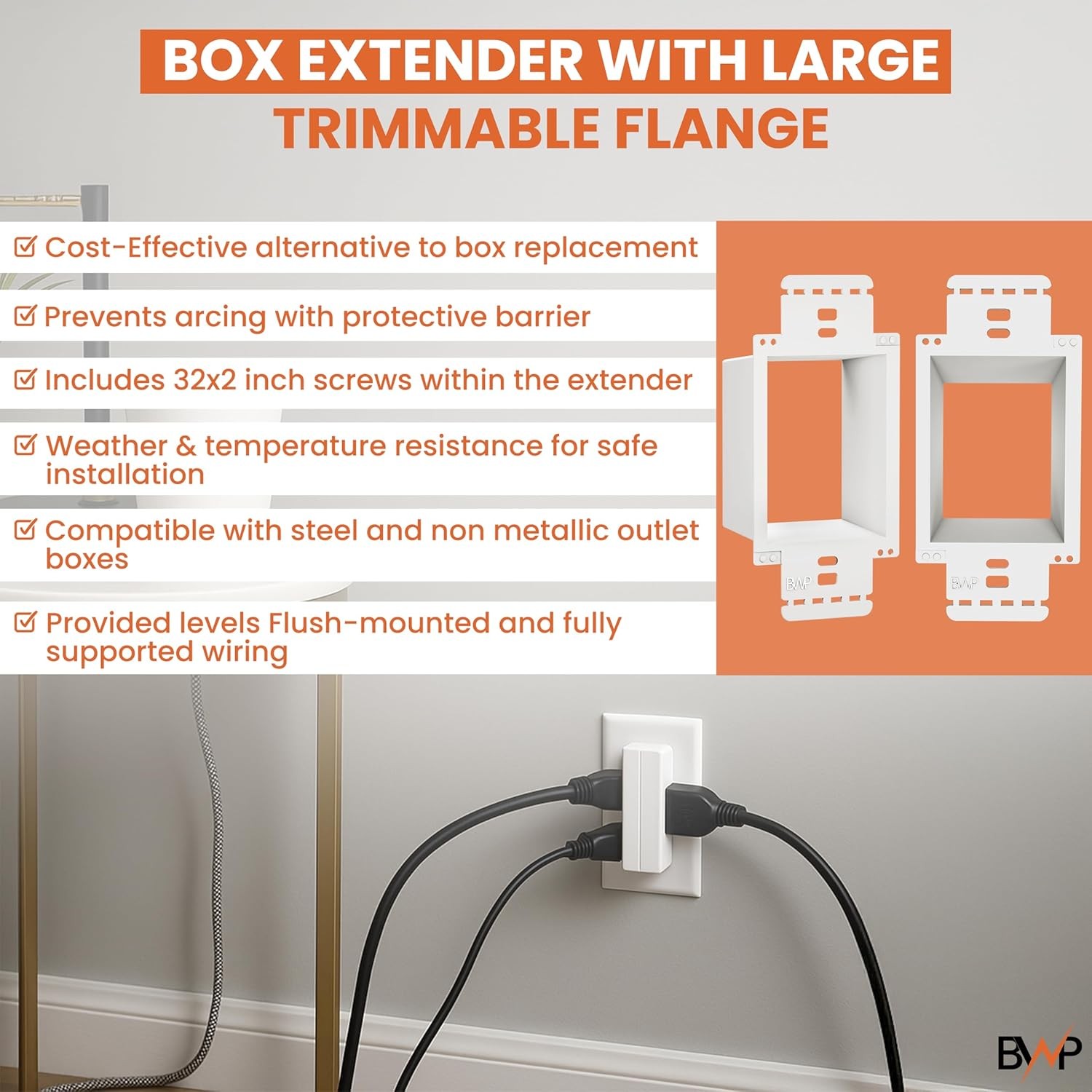 2 Pack Electrical Outlet Box Extender 1 Gang – Electrical Box Extender with 4