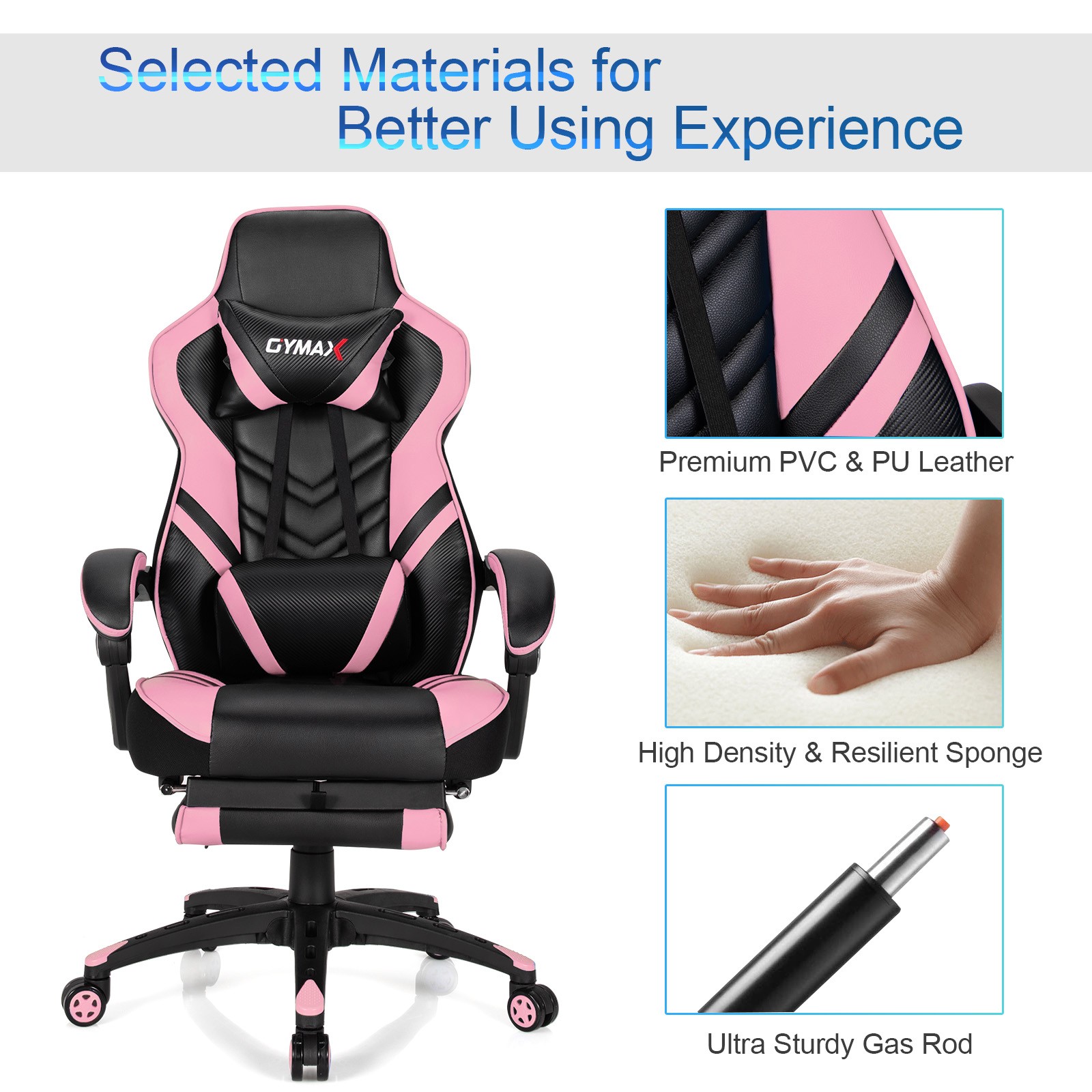 Costway Gaming Chair Adjustable Swivel Office Computer Desk Chair w/Footrest