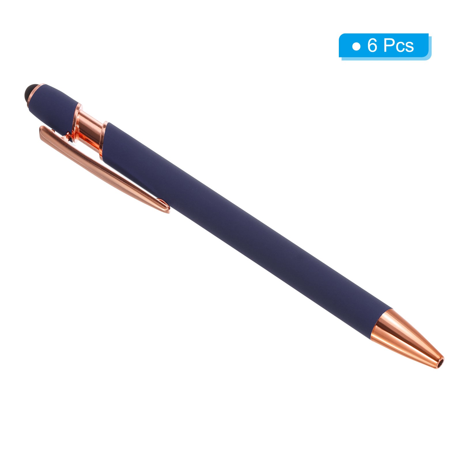 6 Pack Ballpoint Pen with Stylus Tip 2 in 1 Metal Pen Style 2 Blue