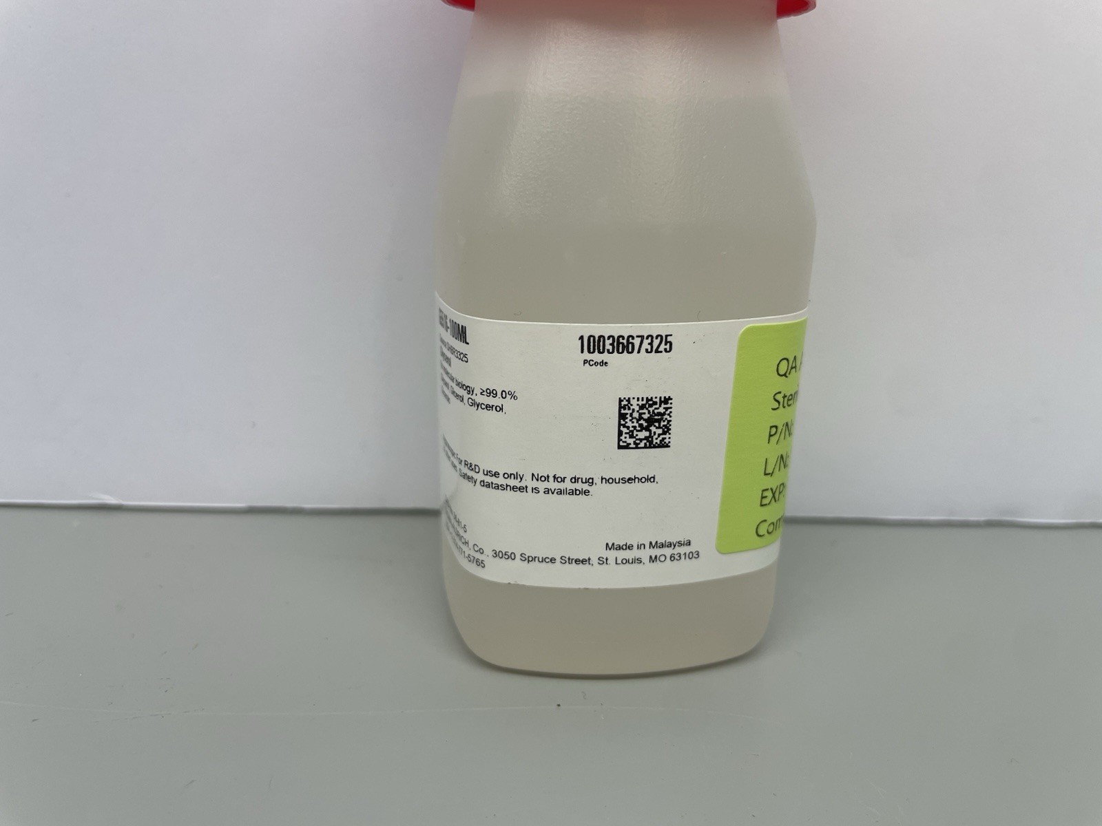 Sigma Glycerol 99.0% 100mL for Molecular Biology G5516-100ML