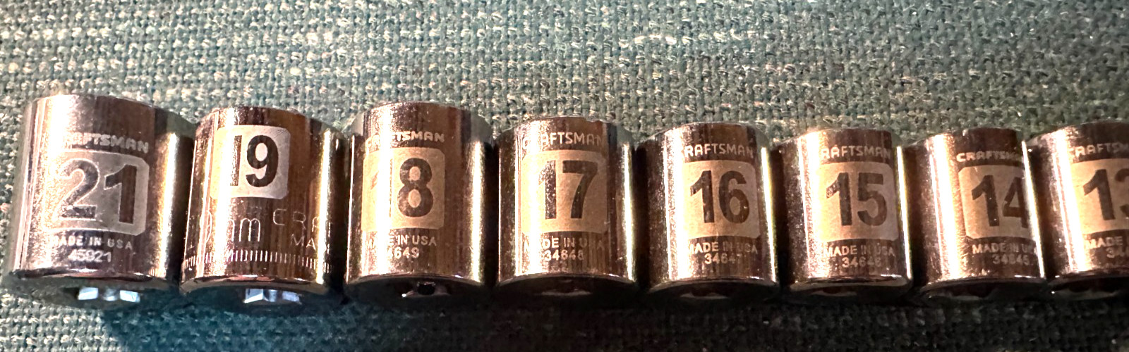 RARE 13 PC 3/8 DR 12 PT LASER-ETCHED SOCKET SET CRAFTSMAN 8-21MM USA MADE