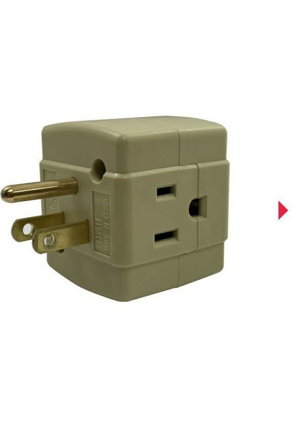 10 Pack Grounded 3 Outlet Adaptor Tap Cube 15amp 1875 watts Ivory