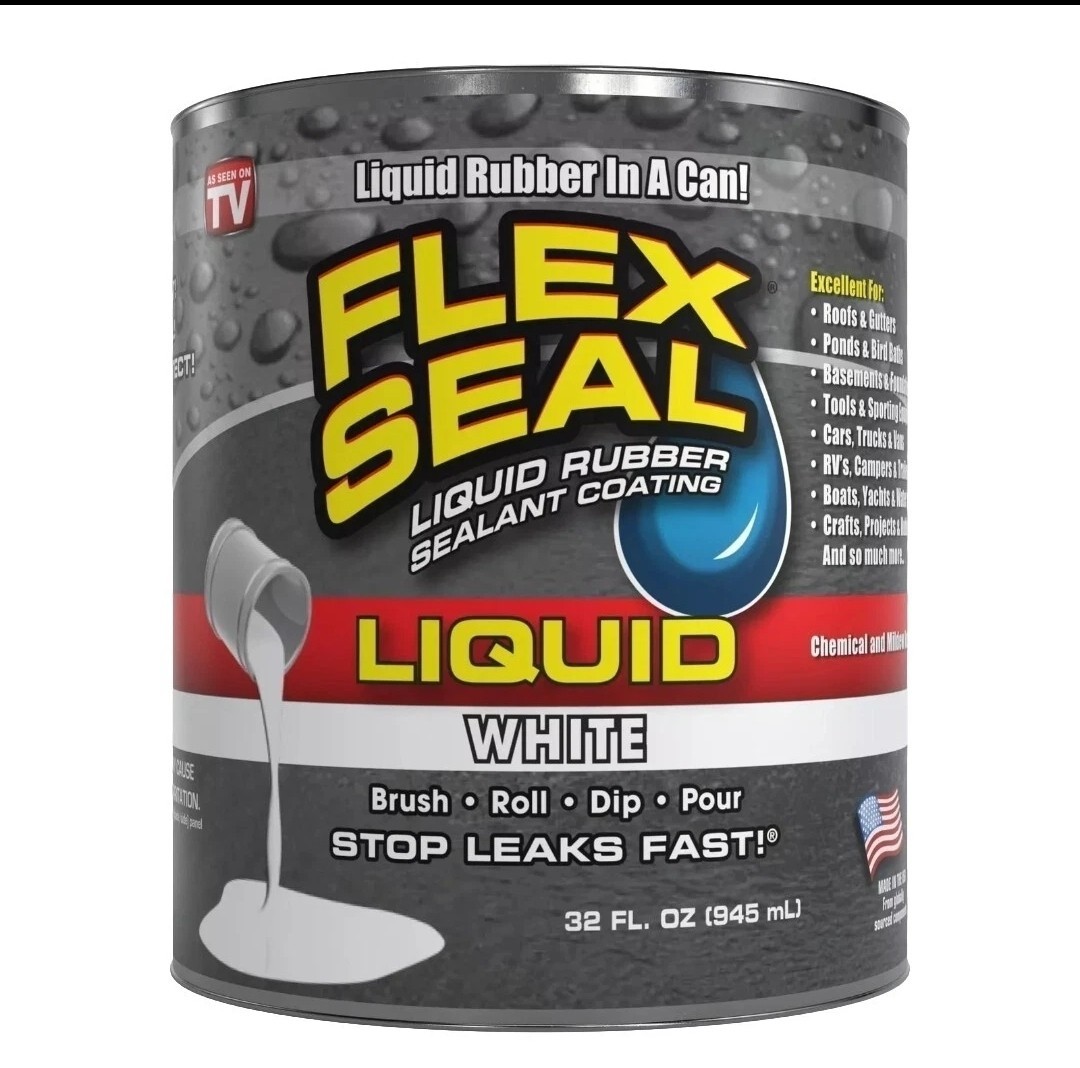 Flex Seal Liquid – Liquid Rubber Sealant Coating – White – Jumbo – Size: 32 oz