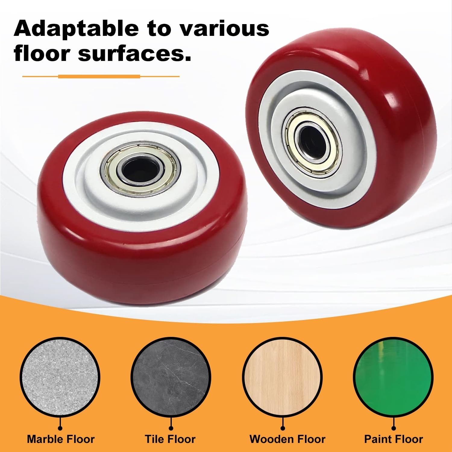 Universal Fit 2Pcs 3-Inch PU Caster Wheels – Ideal for Trolleys and Workbenches