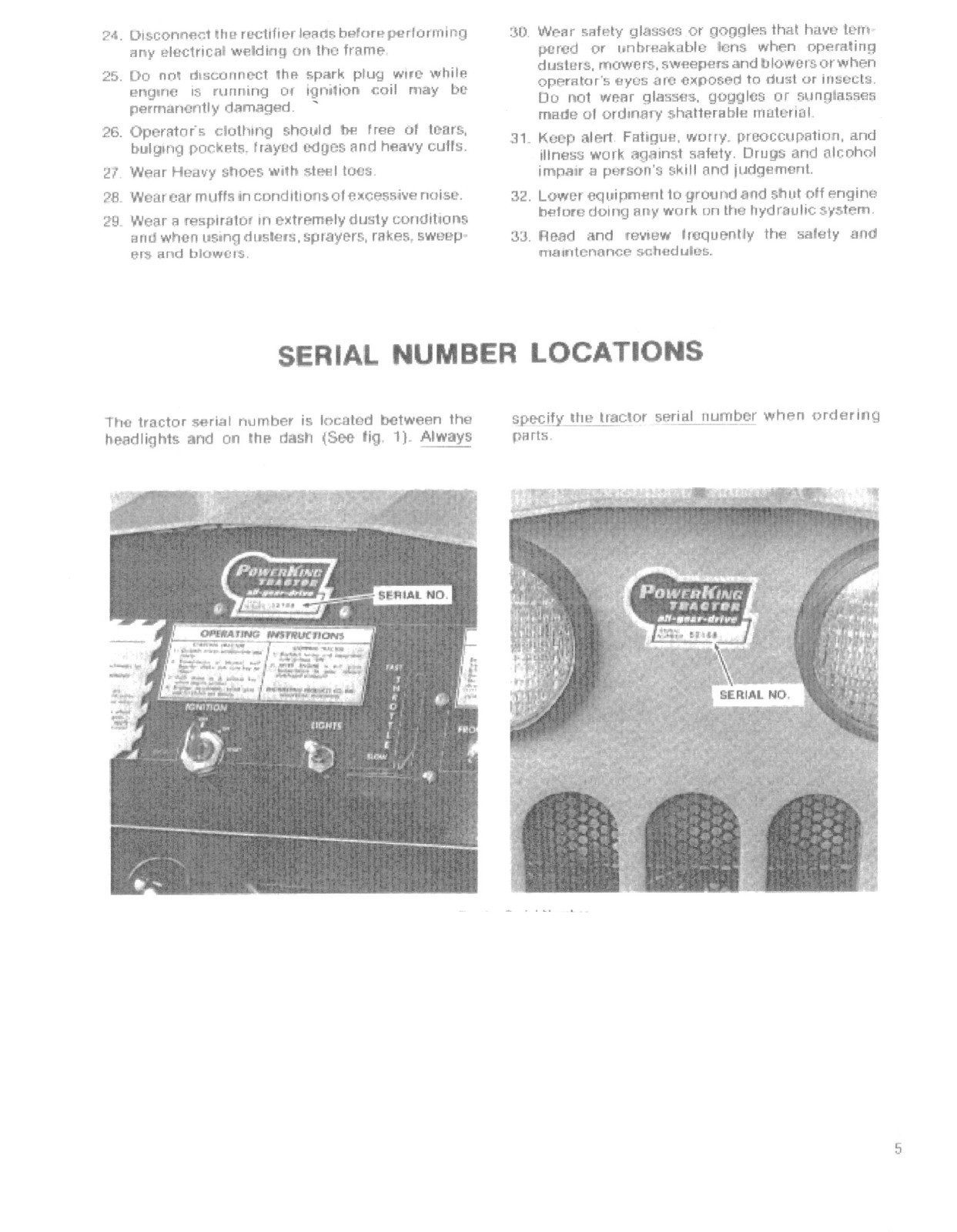 Tractor Operator Manual Power King 1614, 1616, 1618, 2414, 2416, 2418 #98-7114