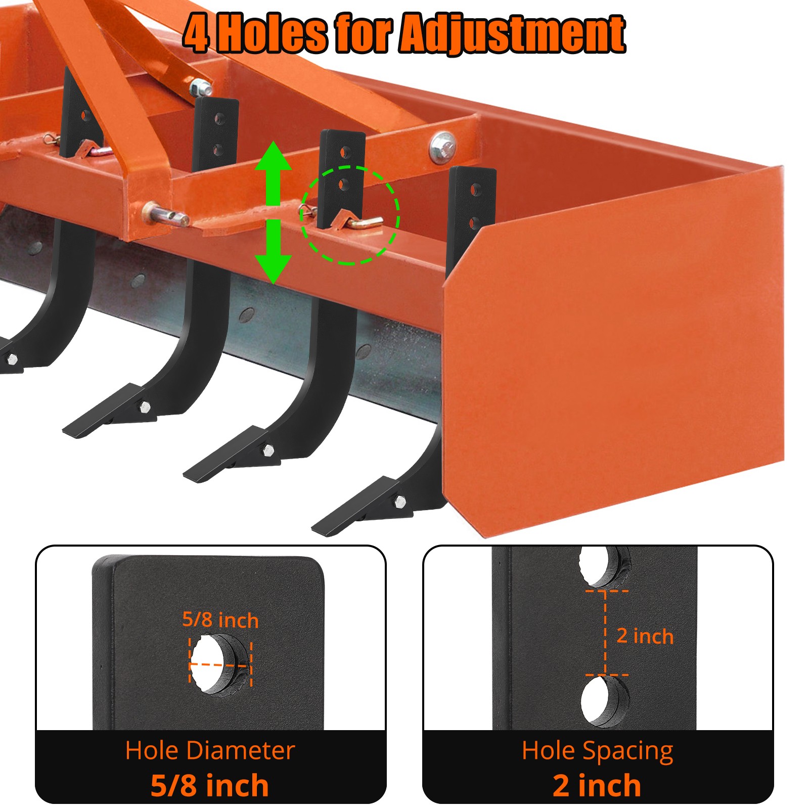 Garvee Box Blade Tractor 16″ Ripper Shanks Adjustable Steel Anti-Rust Tillage