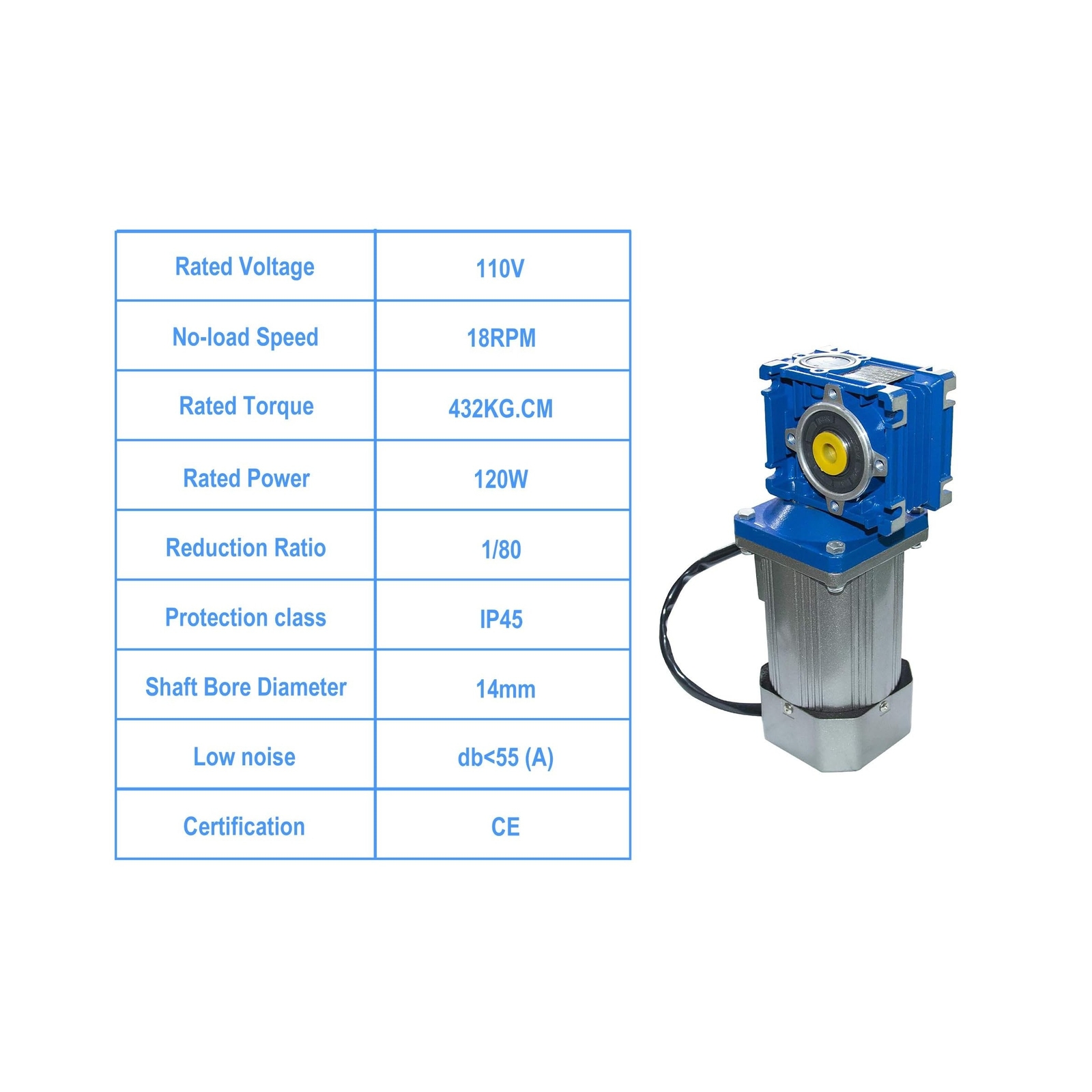 120W 110V 50/60HZ Low RPM 18rpm High Torque AC Worm Gear Reducer Motor with S…