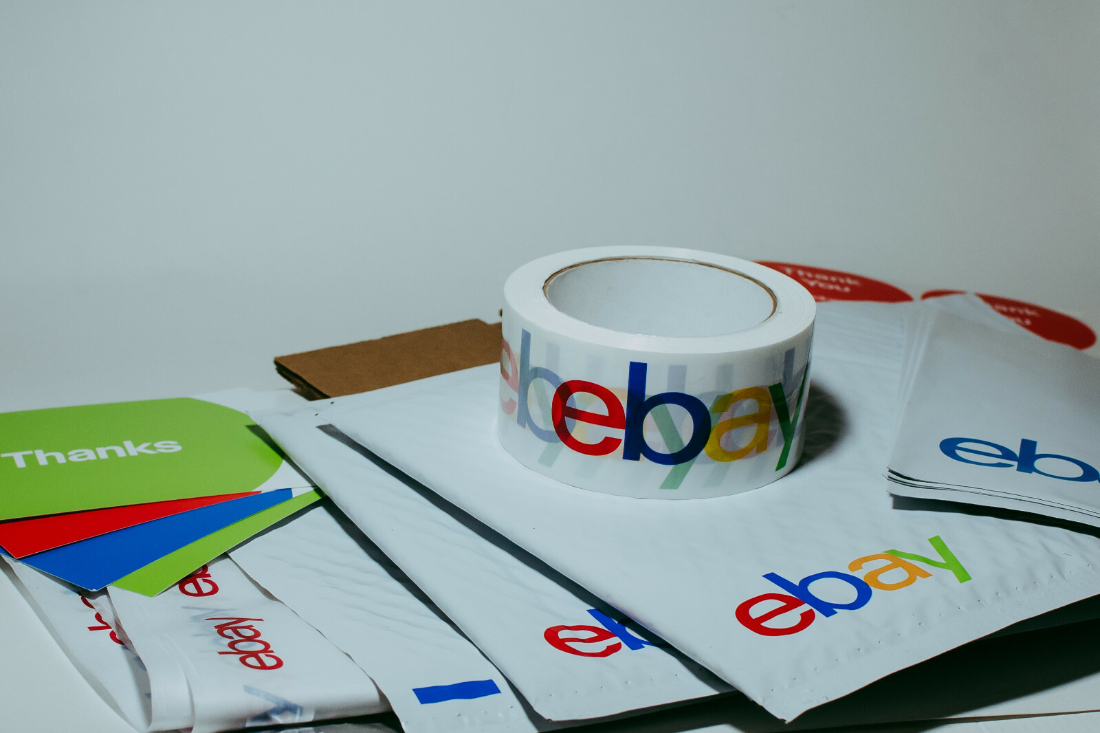 42 Ebay Branded Shipping Supplies STARTER KIT Box Envelopes Tape Tissue Postcard