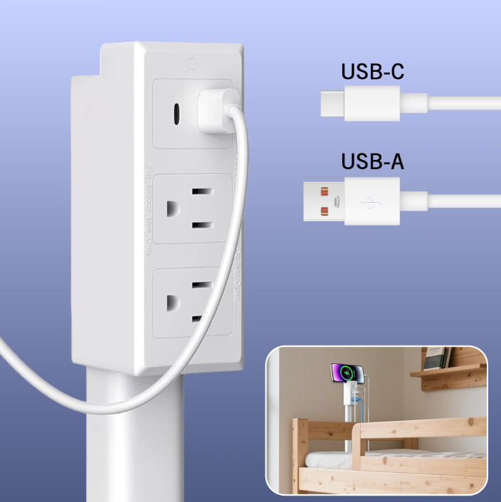 AC Outlet Extender With 2 AC Outlets + 2 USB Charging Ports Max 28″ Long