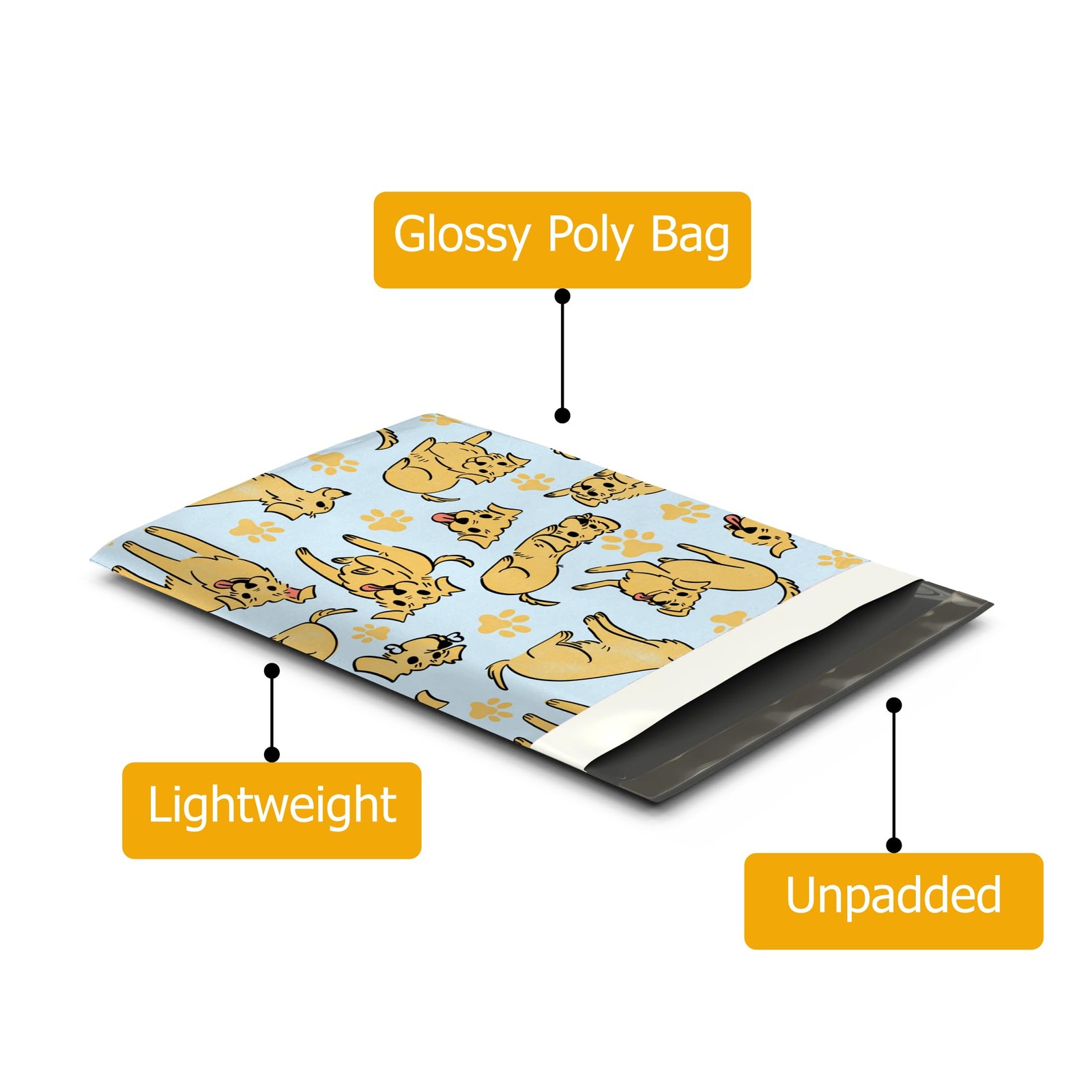 100PCS Dogs Poly Mailers 10×13″ Designer Printed Shipping Bags for Dog Lovers