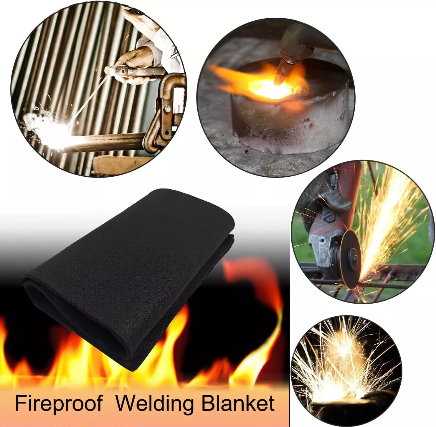 40″x40″ Welding Blanket Fireproof Flame Carbon Felt for Welders Retardant Fabric