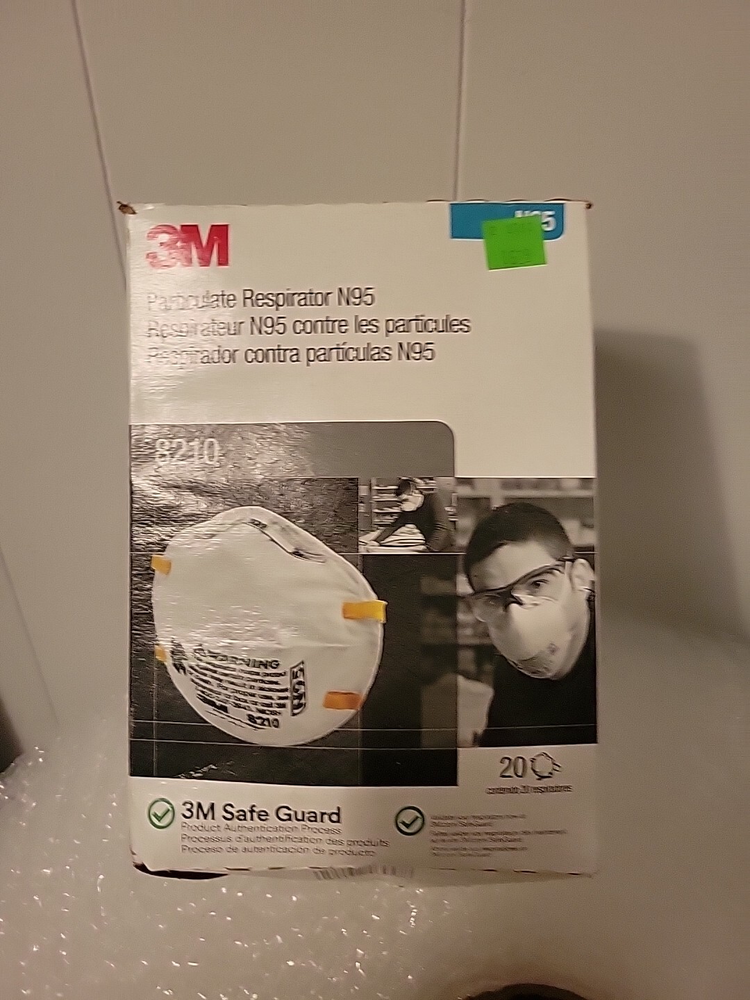 3M 8210 N95 Particulate Respirator, 20 Masks Per Box,