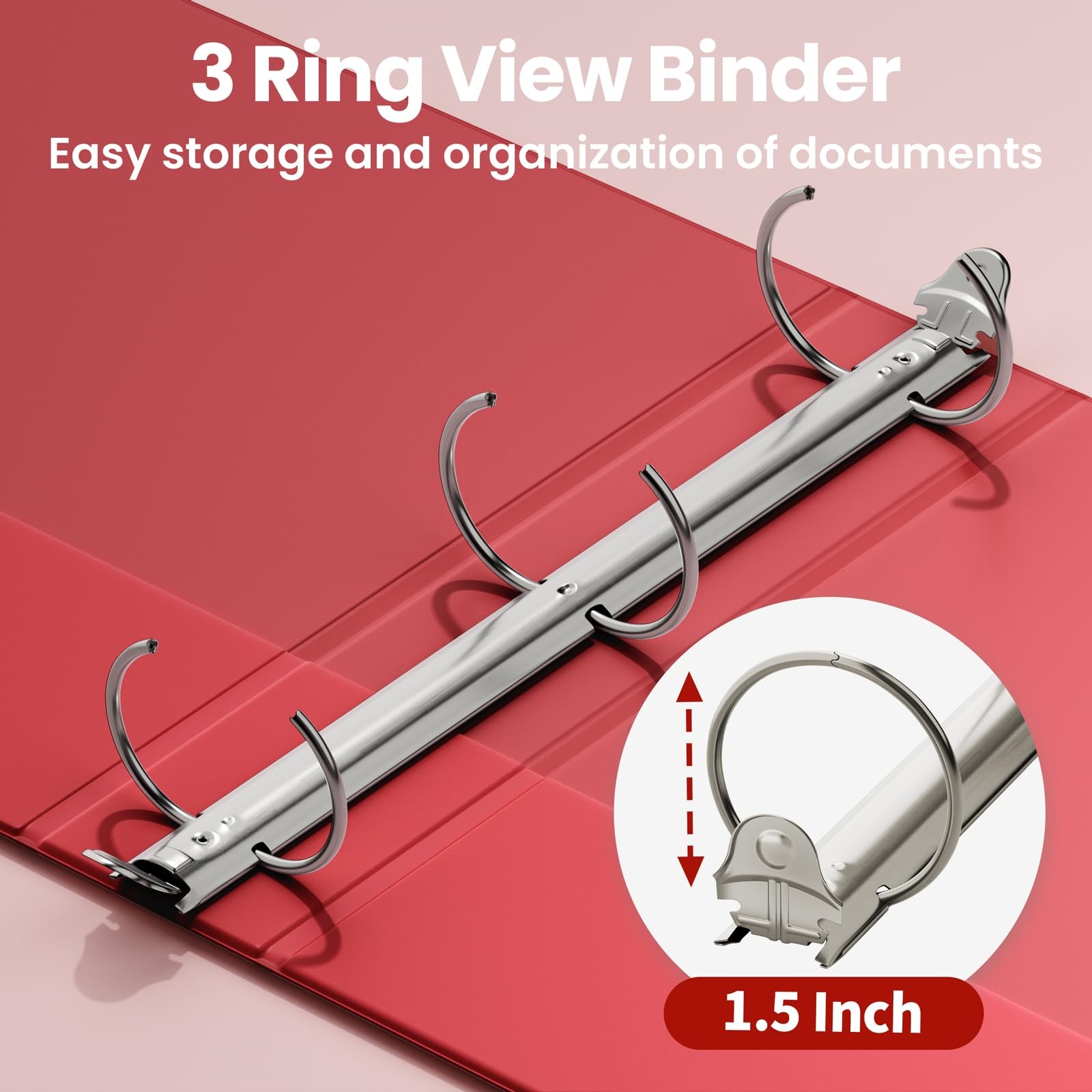 1.5 Inch Binders 3 Ring 4 Pack, 1 1/2 Inch Classic 4-Color Binder Set (8.5×11…