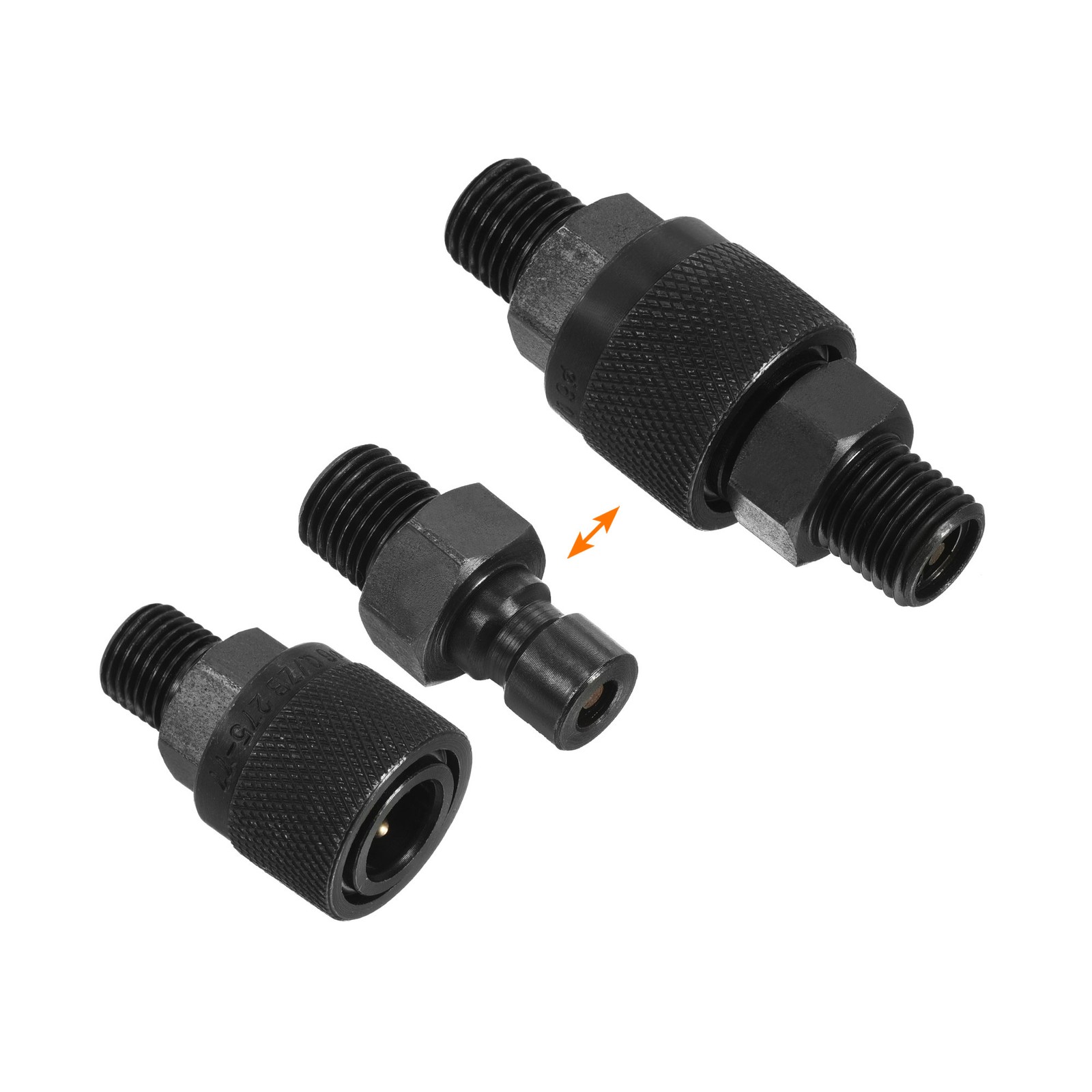 1 Set Hydraulic Quick Connect Coupler Carbon Steel M14x1.5mm Male Thread Black