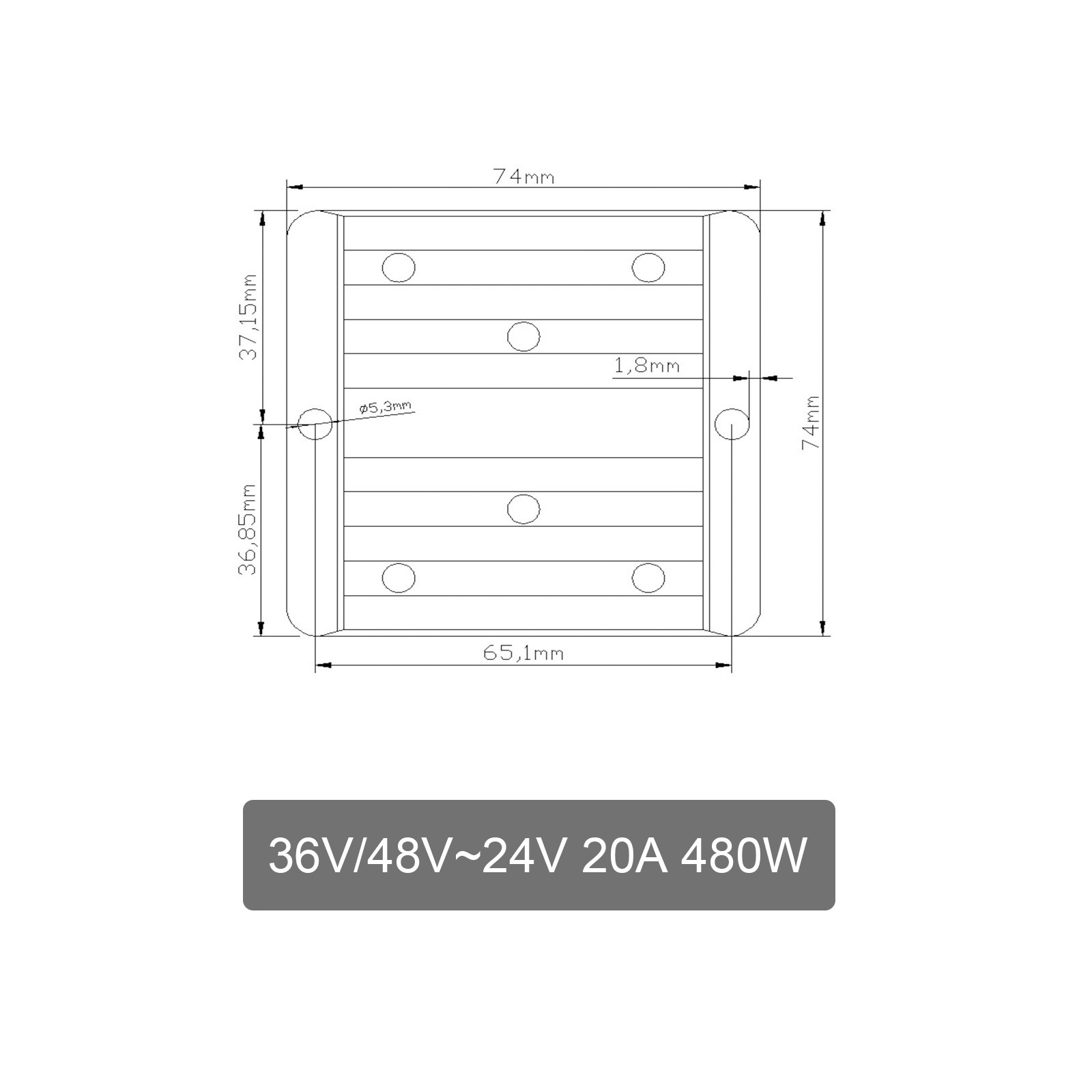 🚀WaterProof 36V/48V to 24V 20A 480W Step Down DC/DC Power Converter Regulator