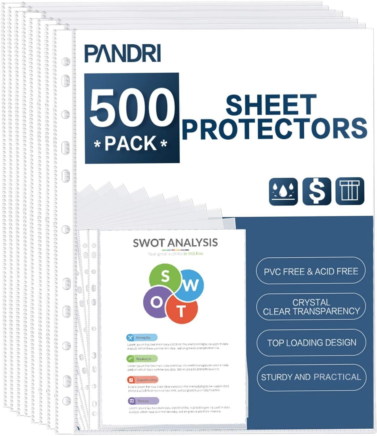 Clear Heavy Duty Sheet Protectors – 500 Pack for 8.5×11 Paper, 11-Hole