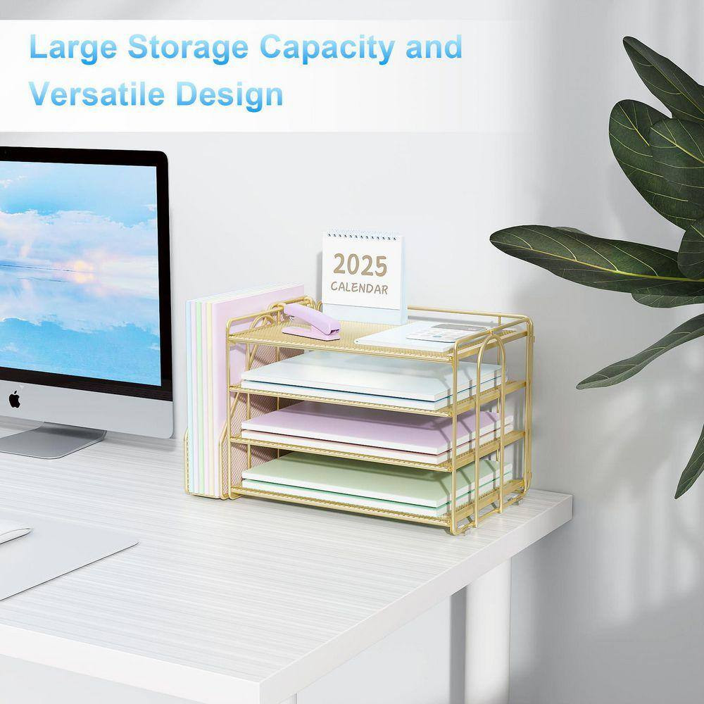 9.2 In. X 15.5 In. Gold Organizers and Accessories, Paper Organizer with File Or