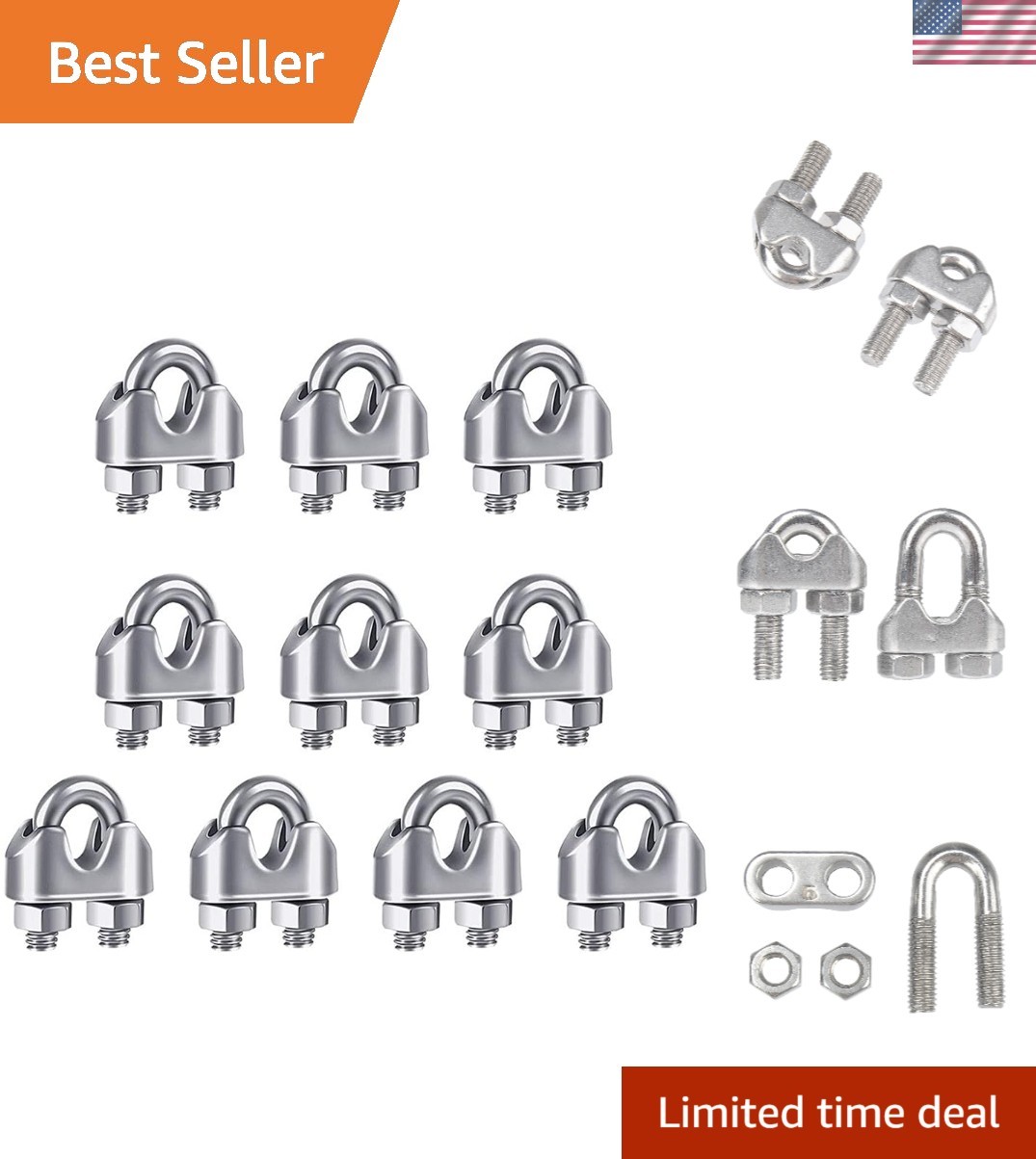 10PCS M6 1/4 Inch Stainless Steel Cable Clip Clamps for Safe Cable Management