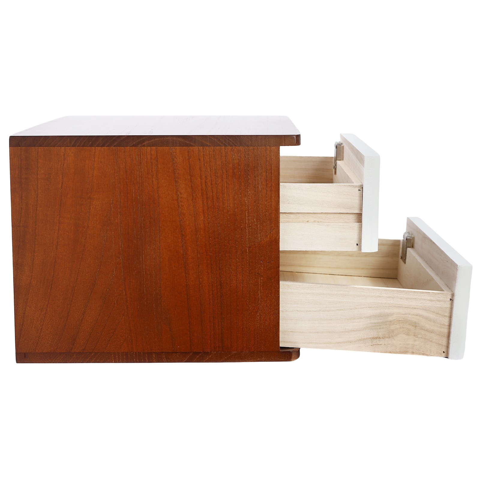Premium Tung Wood Desktop Organizer 2 Tier Lockable Drawers Storage Solution