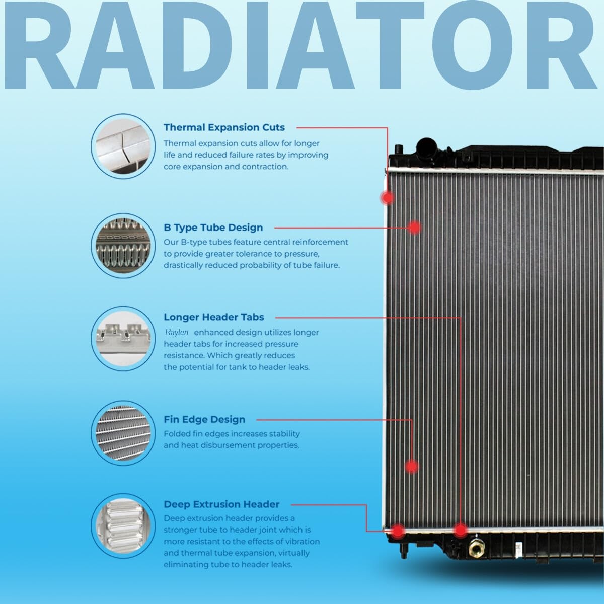 1778 Radiator Compatible with Toyota Tacoma 95-04 2.7 L4 3.4 V6