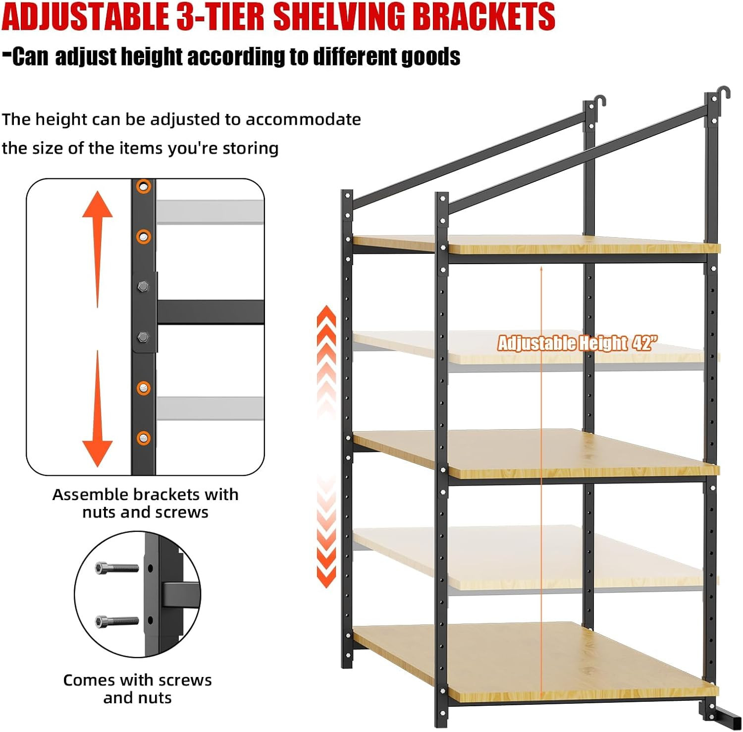 3 Pack Heavy-Duty Shipping Container Shelves with 57″(H) X 18″(W) | DIY Adjustab